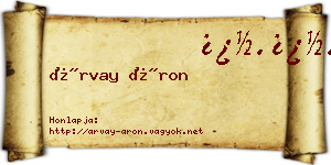Árvay Áron névjegykártya