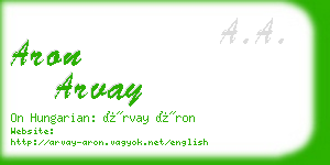 aron arvay business card